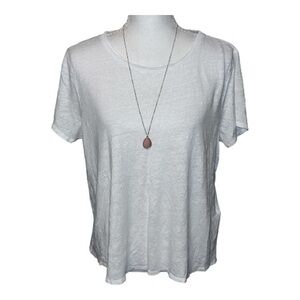 Eileen Fisher organic linen white t-shirt medium